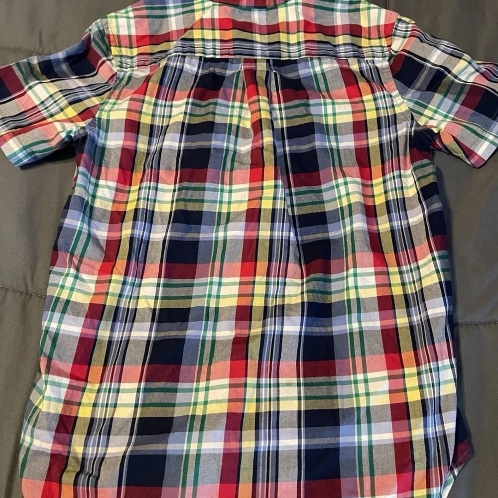 Ralph Lauren Plaid Shirt Boys XL (18-20) Blue Red Short Sleeve Button Down